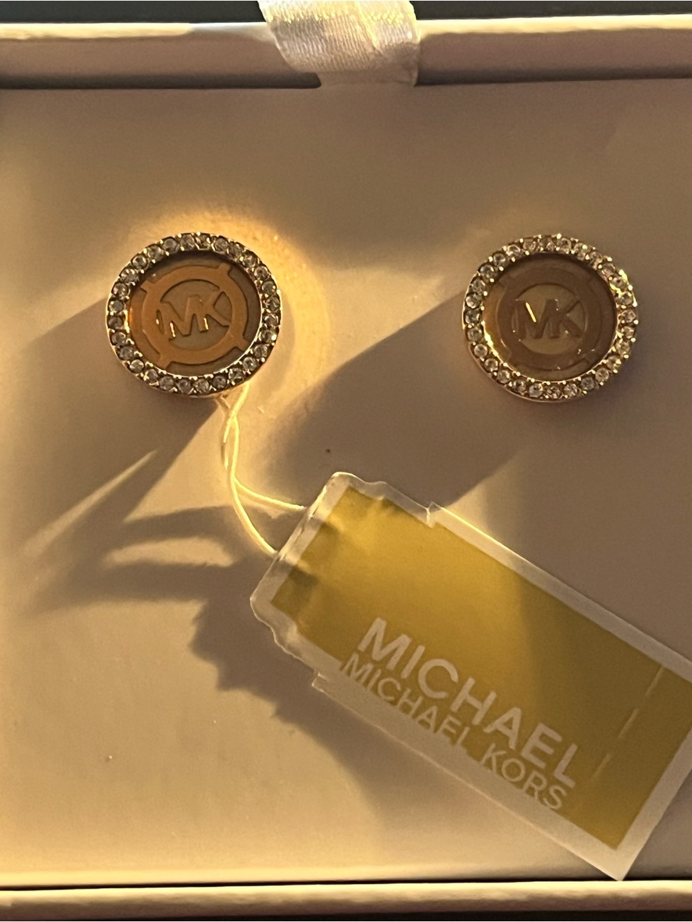 Michael Kors Rose Gold MK Crystal Stud Earrings